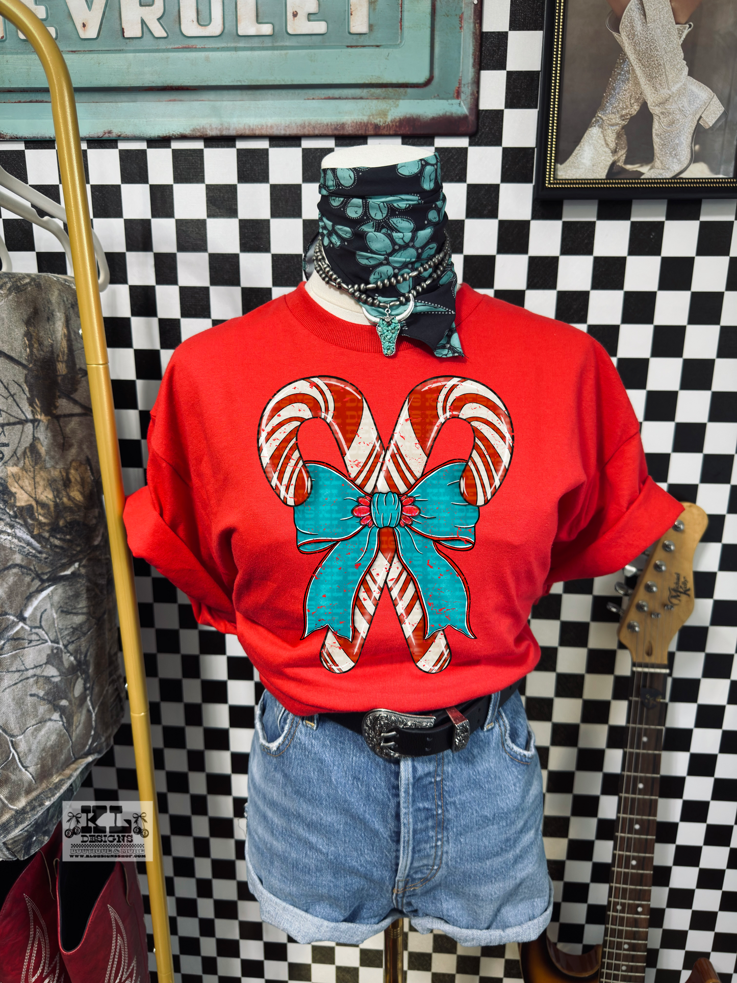 Candy Cane Jewel Bow Blue | Digital Download