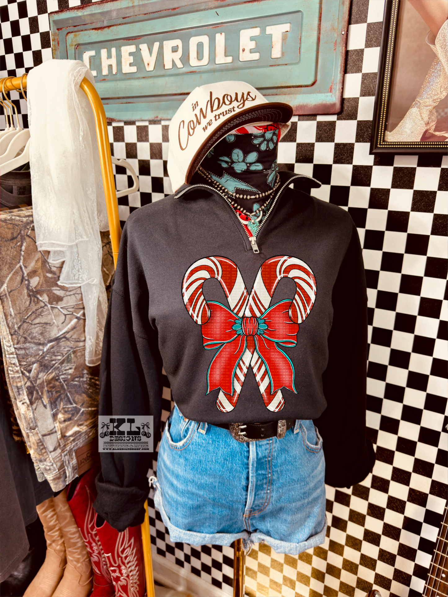 Candy Cane Jewel Bow Red | Digital Download