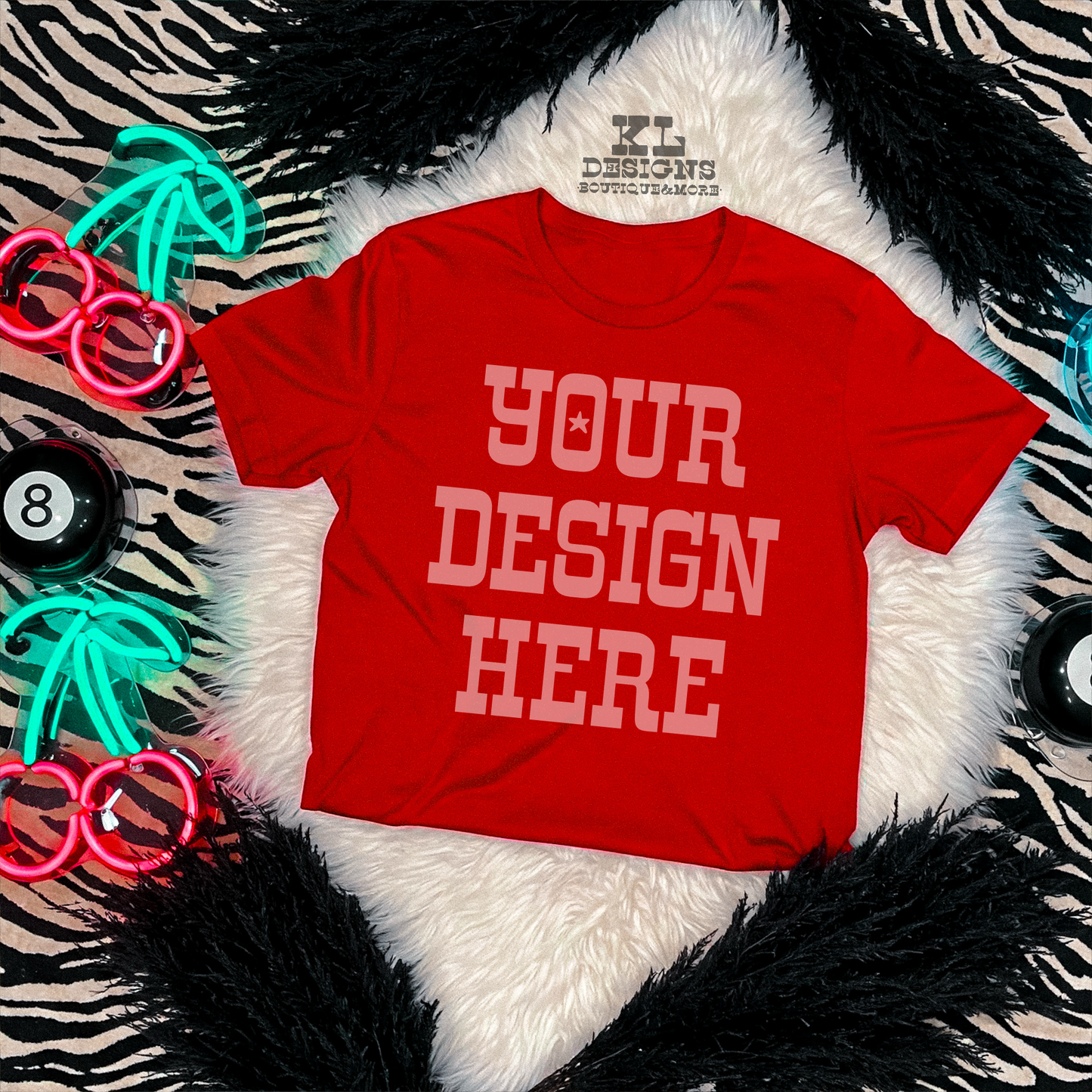 Red Tee Zebra Neons Mock