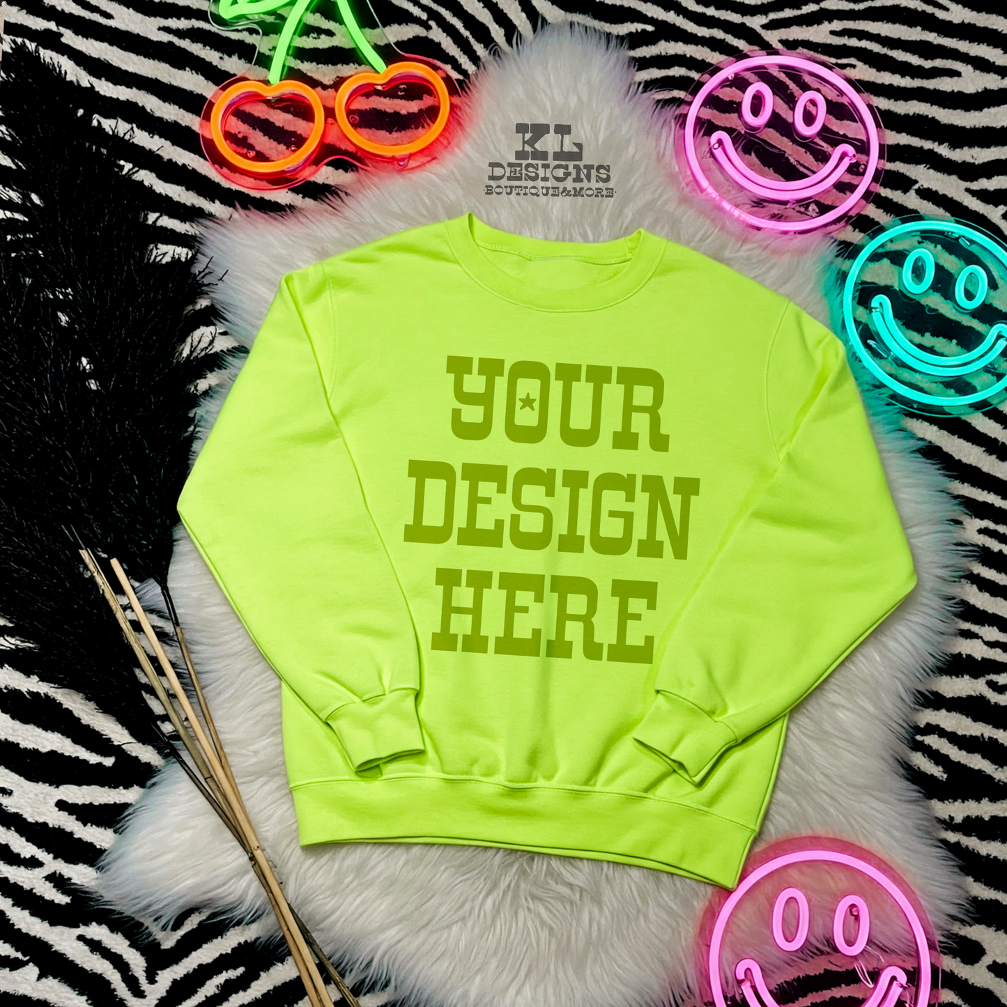 Neon Yellow Sweatshirt Zebra Neons Mock