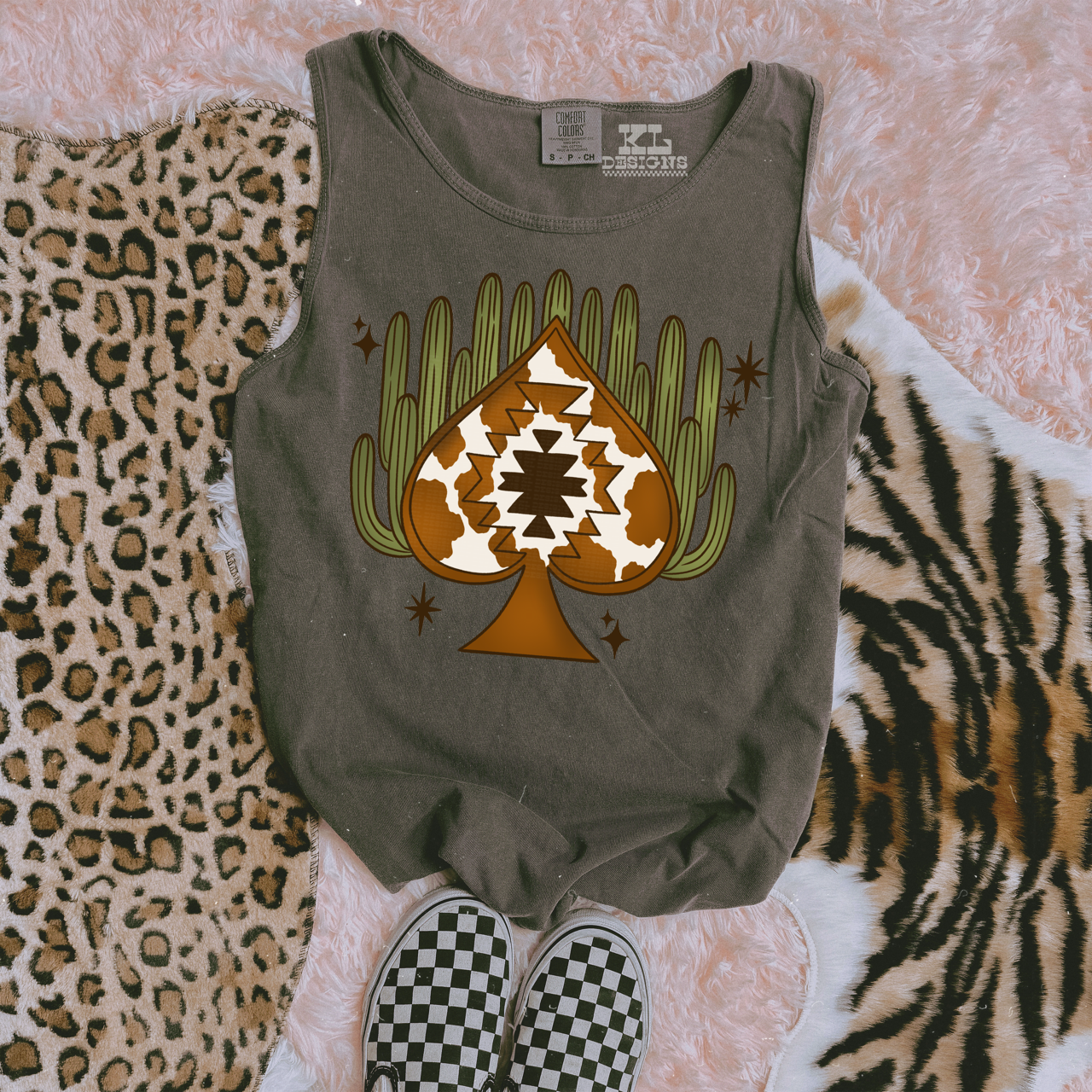 Cowhide Spade & Cactuses