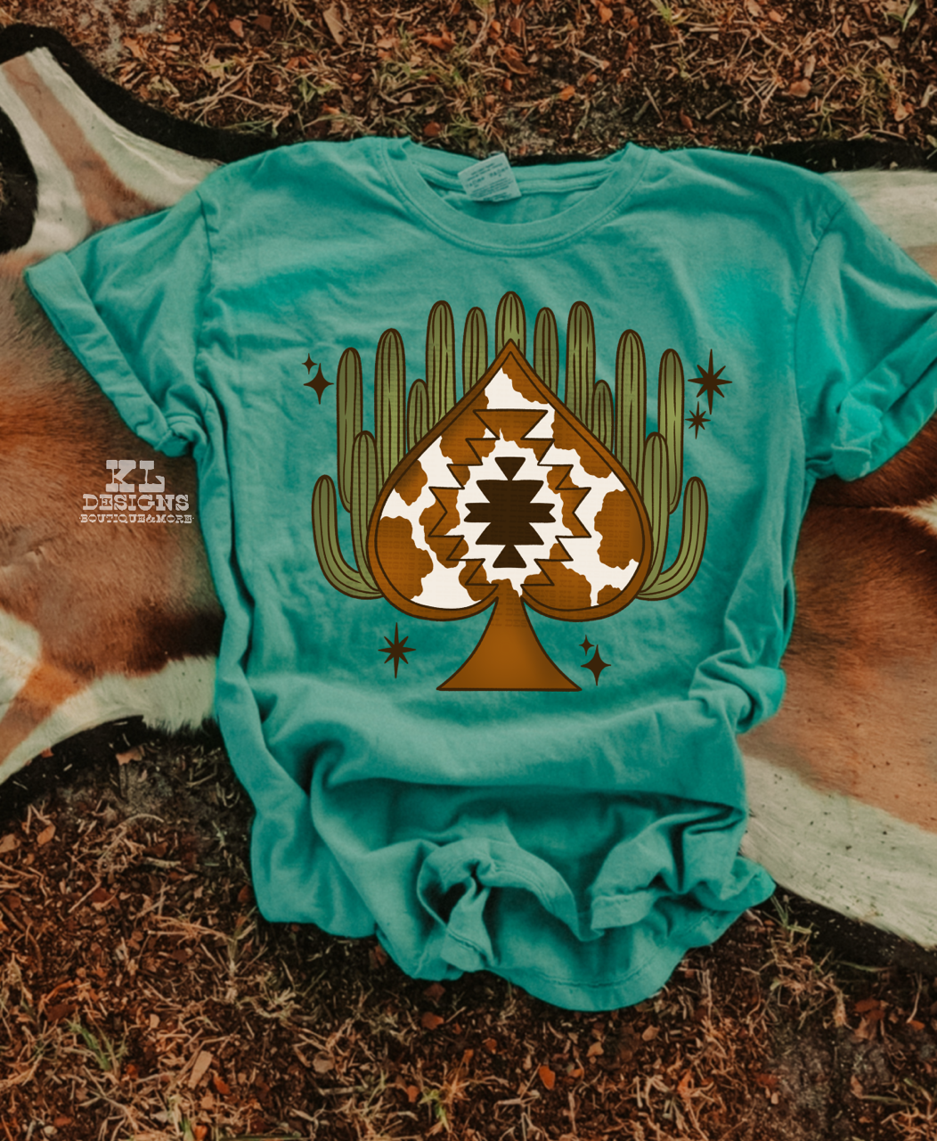 Cowhide Spade & Cactuses