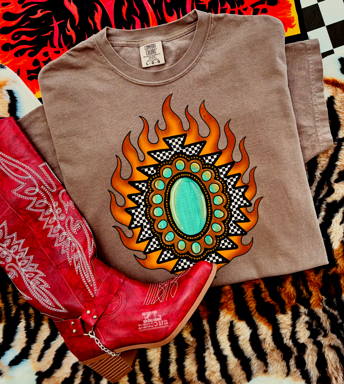 Checkered Flamin’ Aztec Stone
