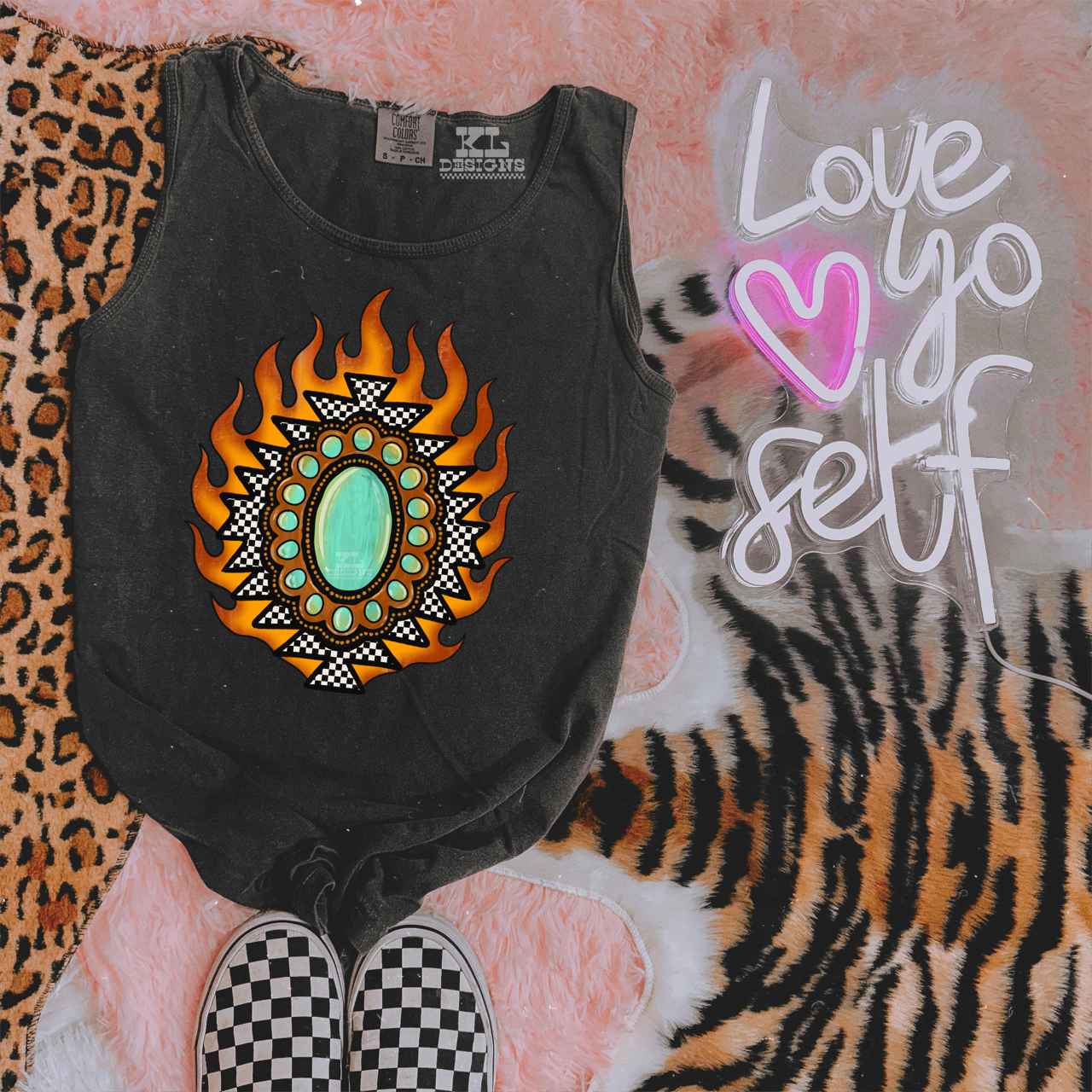 Checkered Flamin’ Aztec Stone