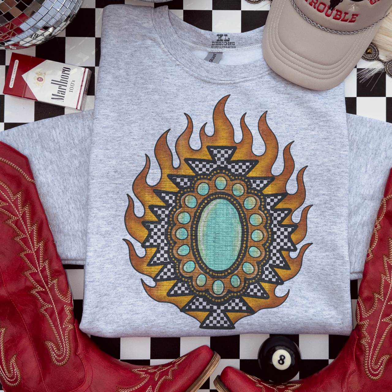 Checkered Flamin’ Aztec Stone