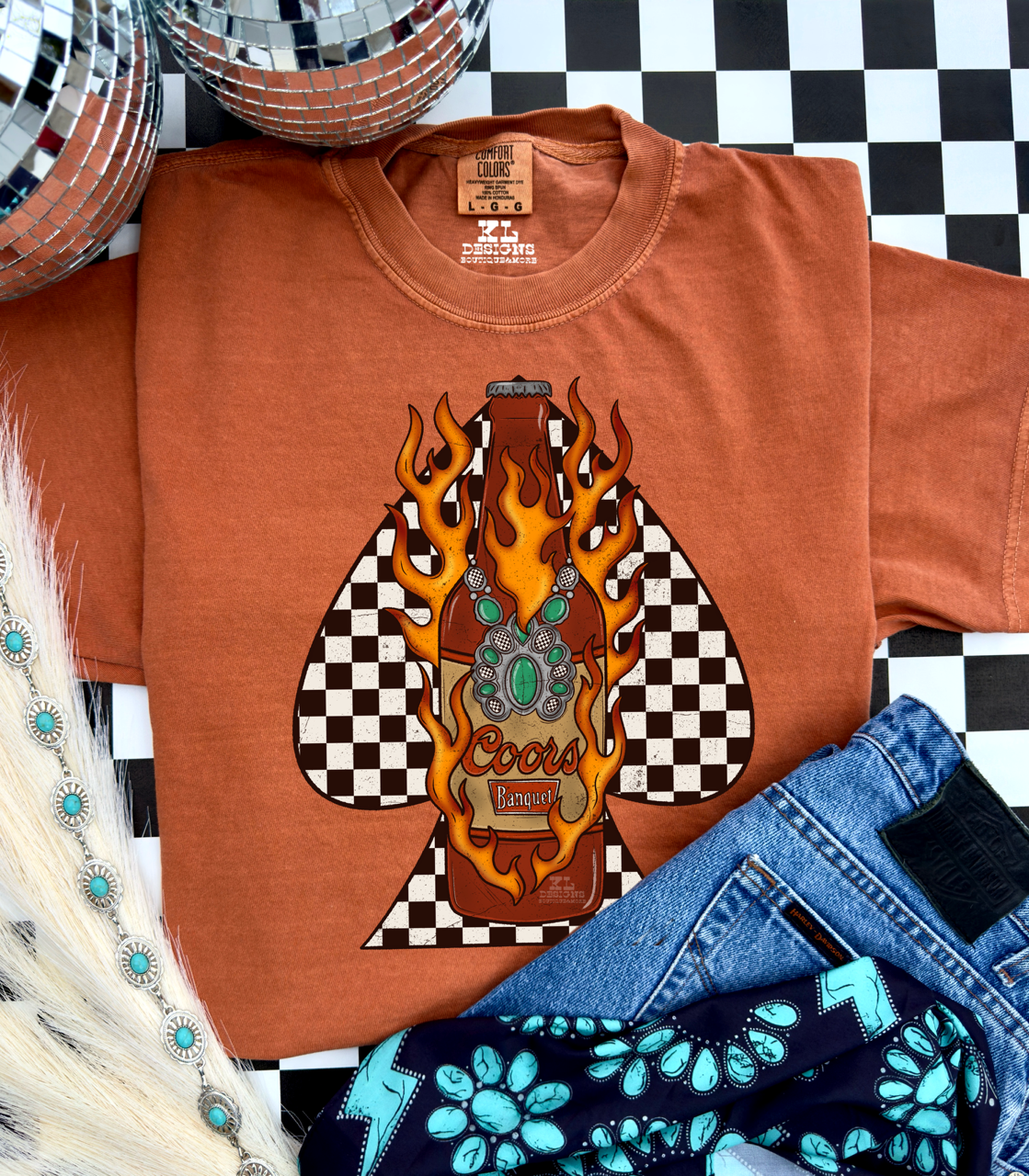 Flamin’ Edgy Checkered Spade Bottle