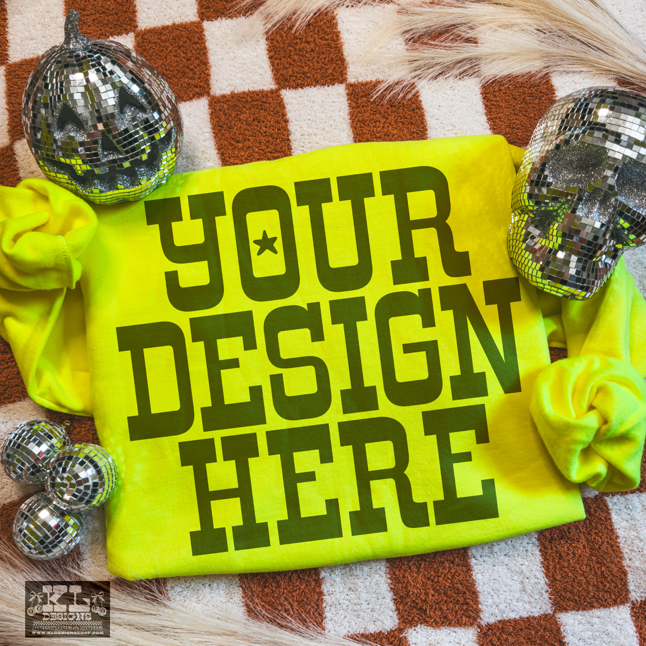 Halloween Cozy Safety Yellow Sweatshirt Mockup