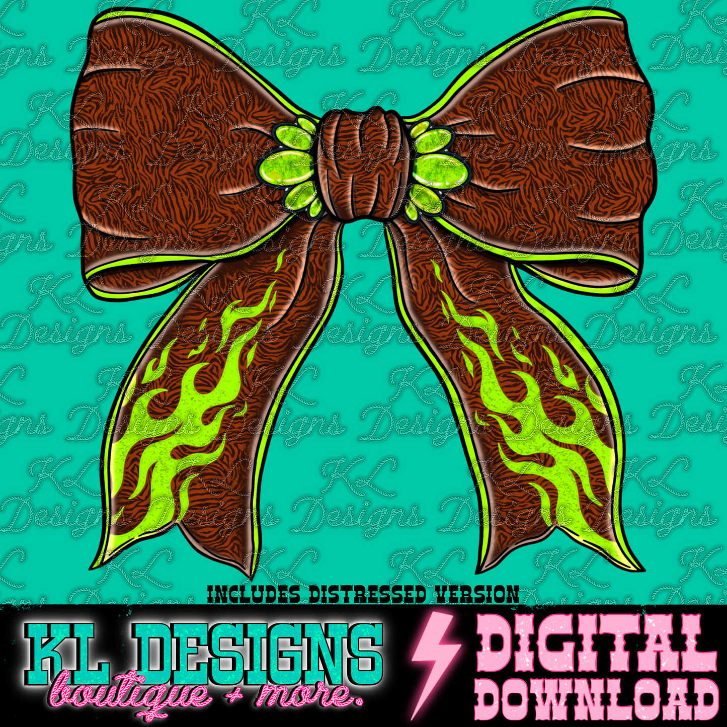 Edgy Stripes Green Flame Bow | Digital Download