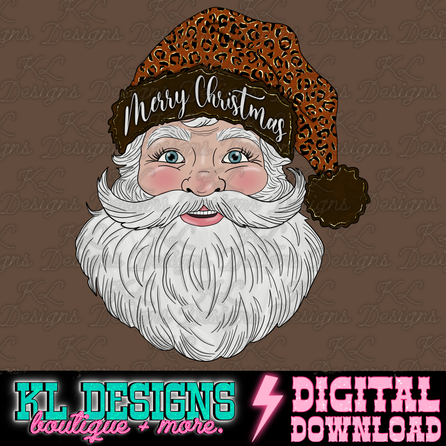 Merry Christmas Leopard Santa | Digital Download