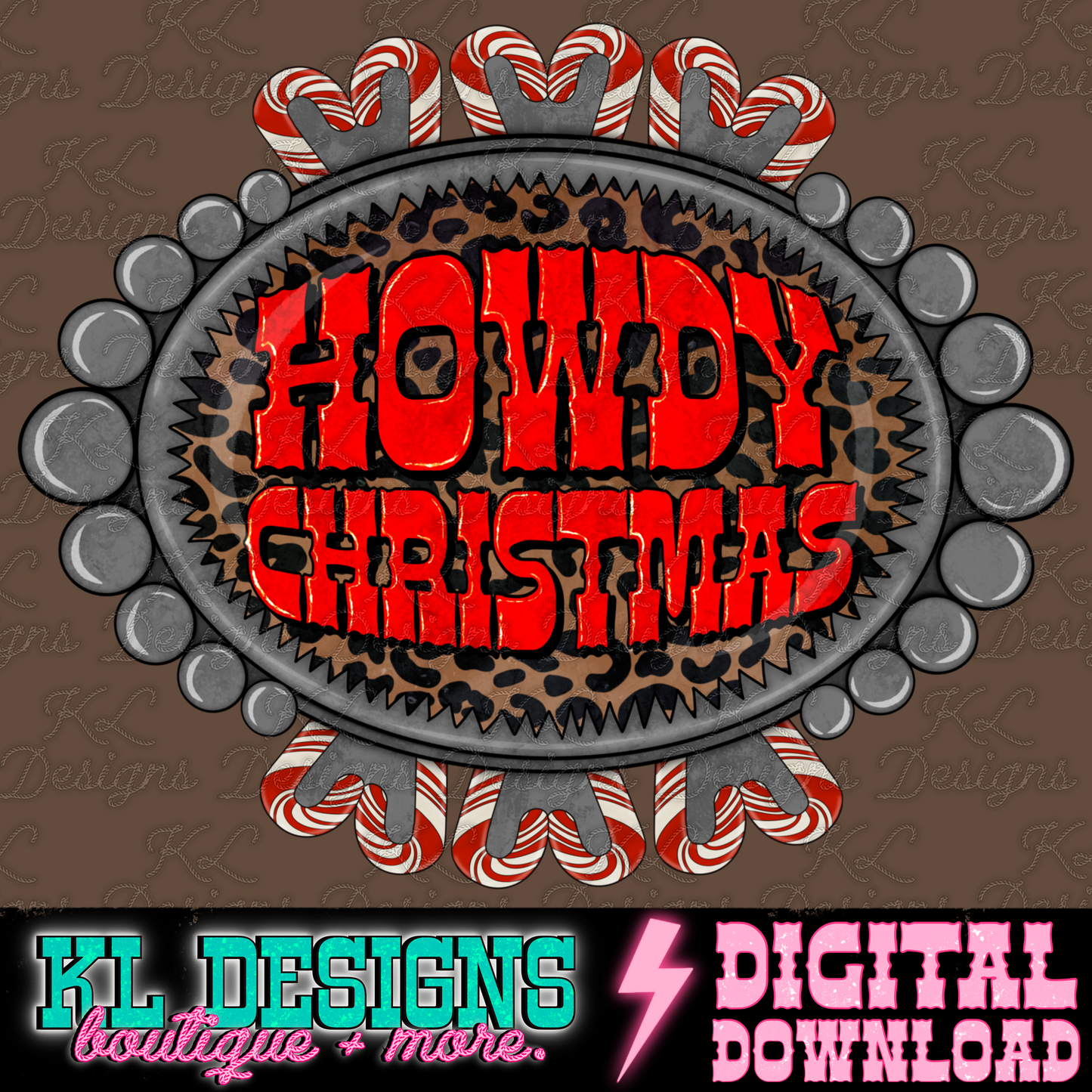Howdy Christmas Candy Leopard Jewel | Digital Download