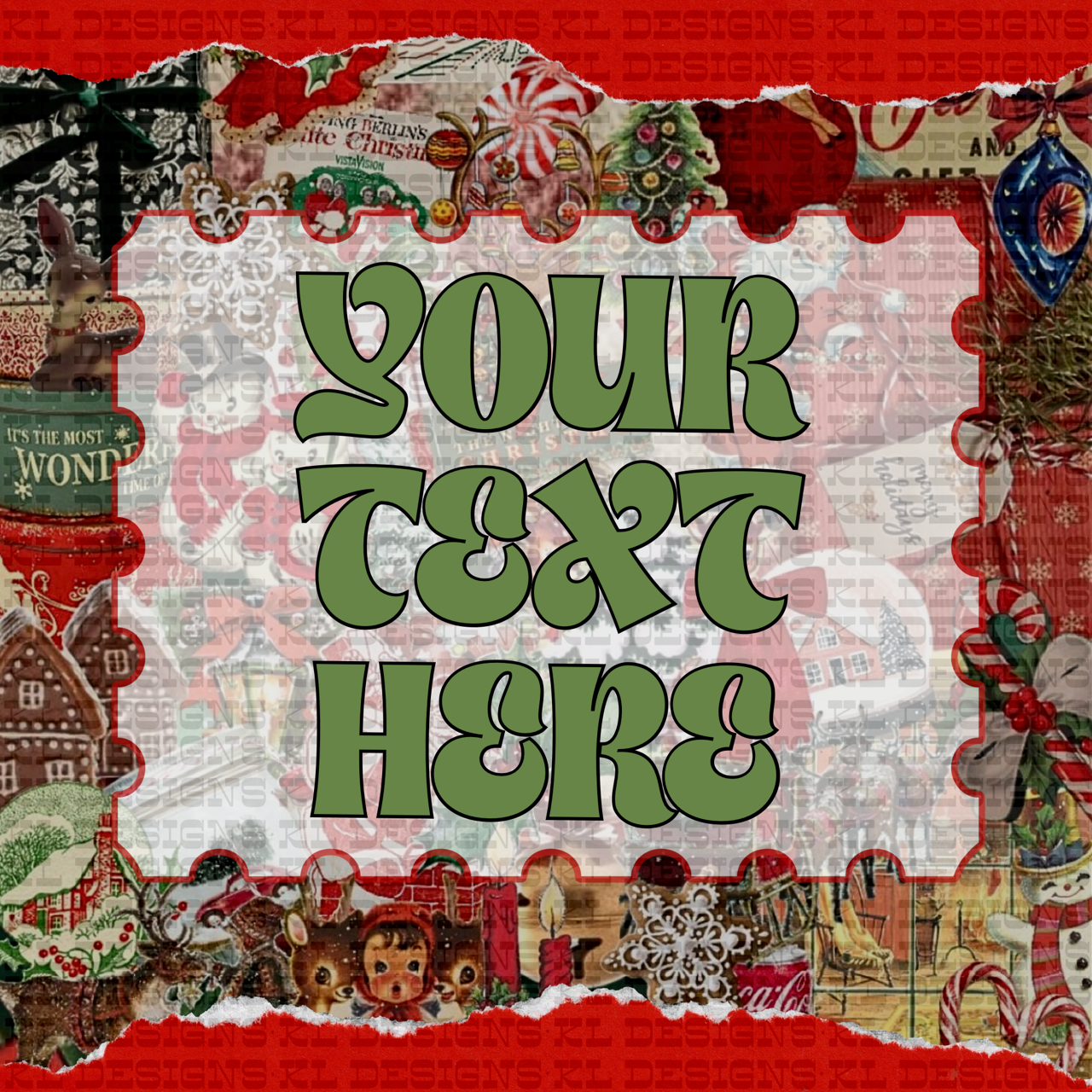 Christmas Vintage Collage Template (add your own text) | Digital Download