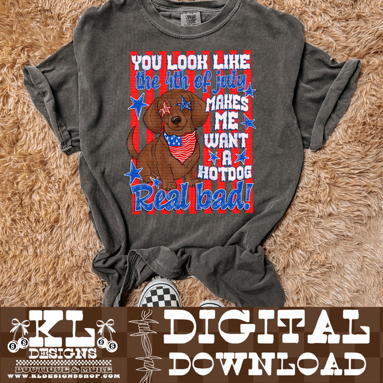 Stripe Patriotic Dachshund | Digital Download