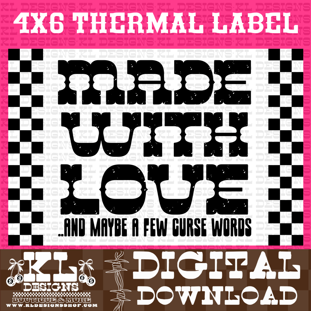 Made With Love & Curse Words 4X6 Thermal Label | Digital Download