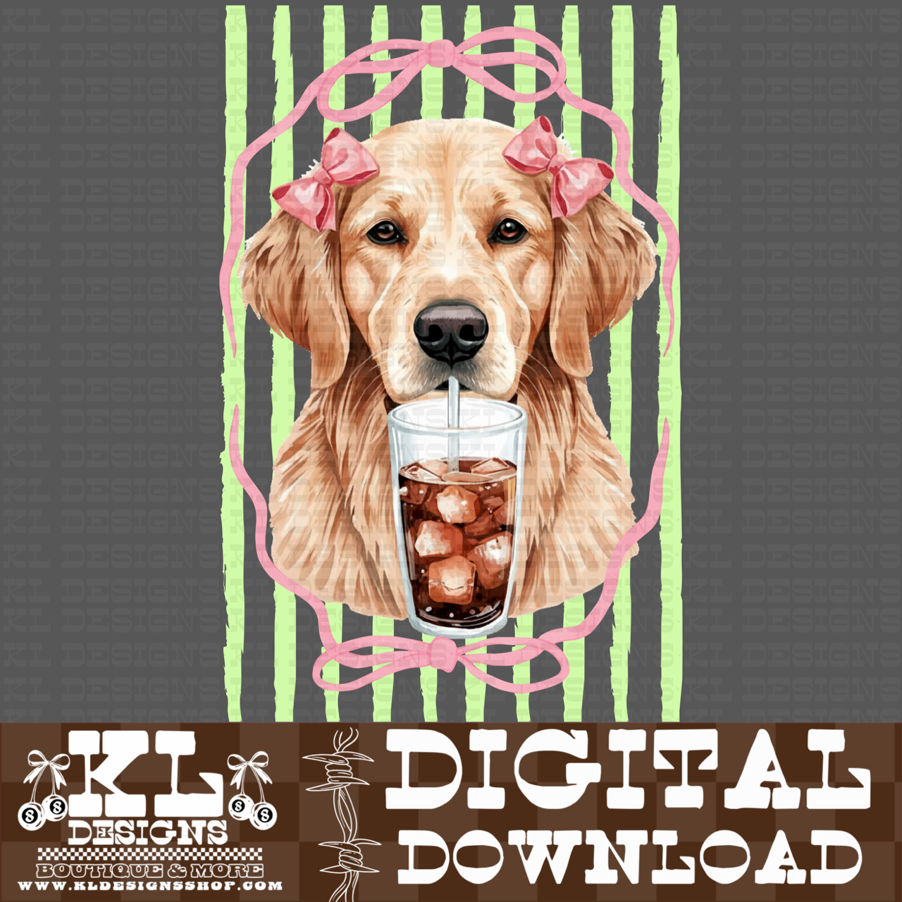 Golden Retreiver Preppy Ice Coffee | Digital Download