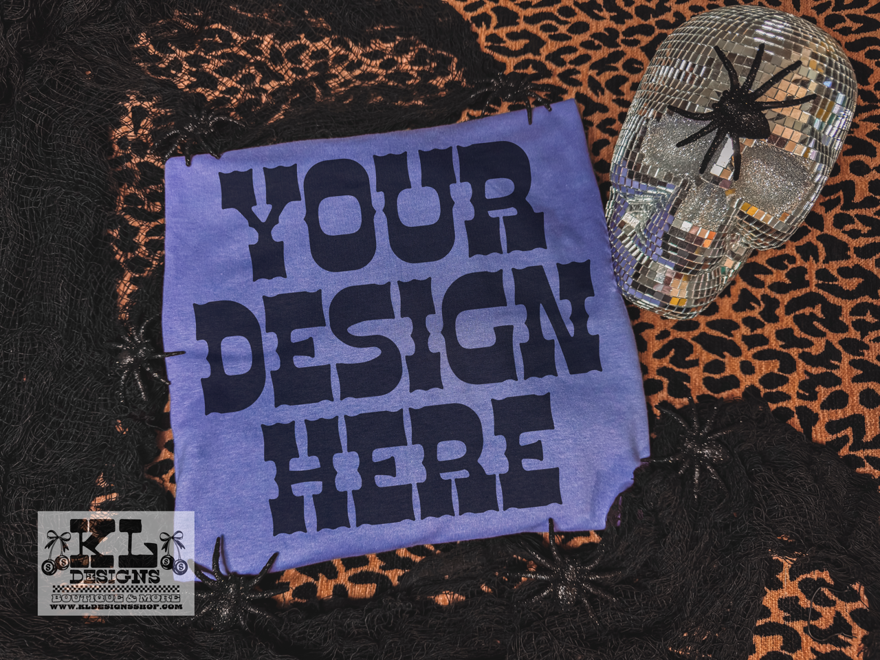 Violet Tee Halloween Spooky Spiders & Leopard Mockup (digital download)