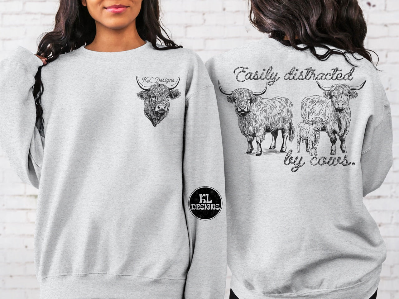 Easily Distracted By Cows | Front & Back - Sweatshirt