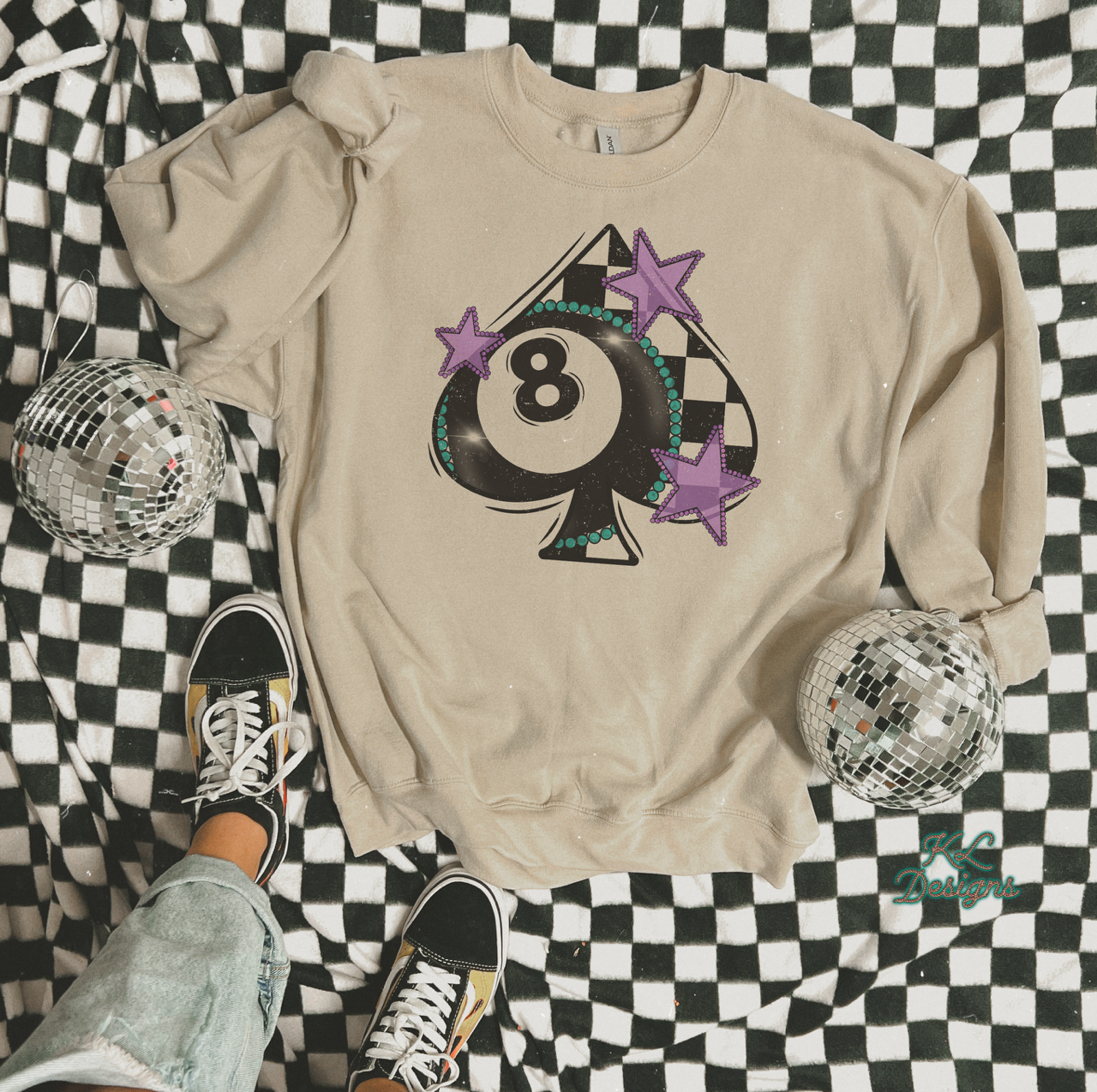 8 Ball Checkered Spade