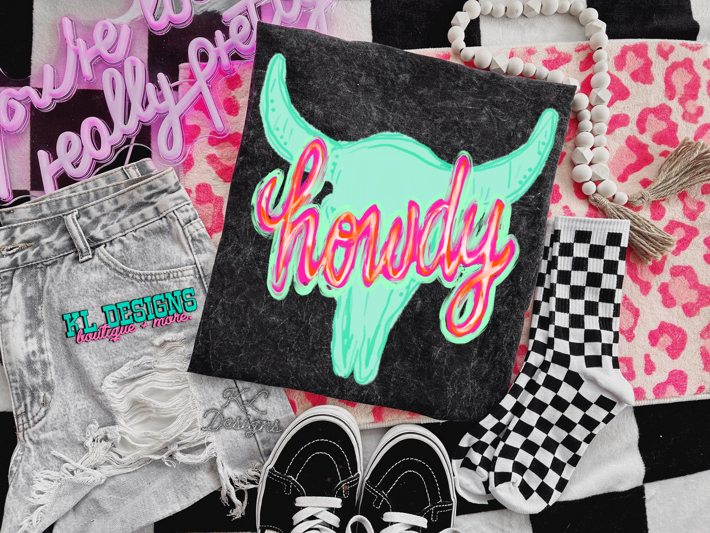 Watercolor Bull Skull Howdy(preorder)