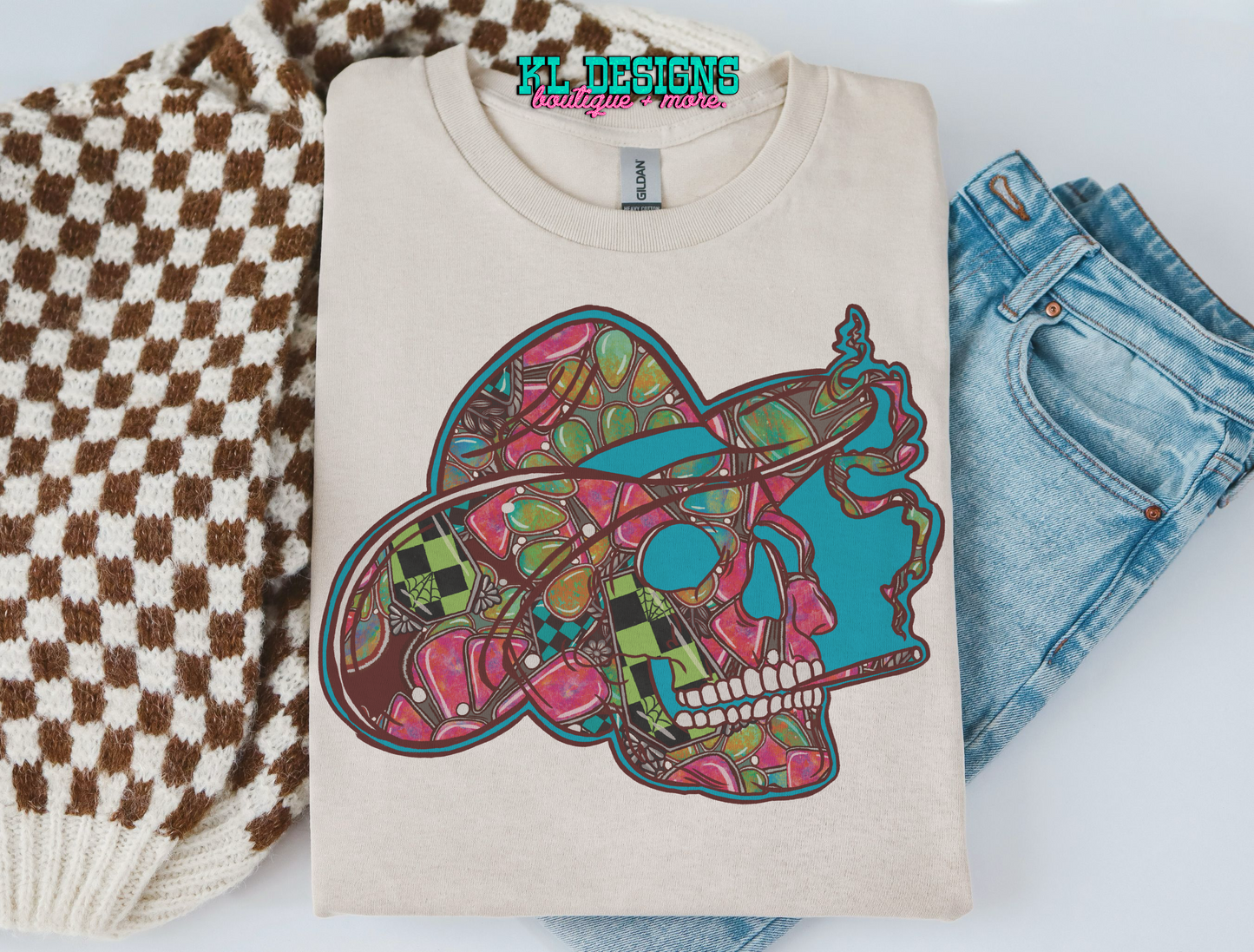 Stone’d Turquoise Cowboy Skull (sublimation)
