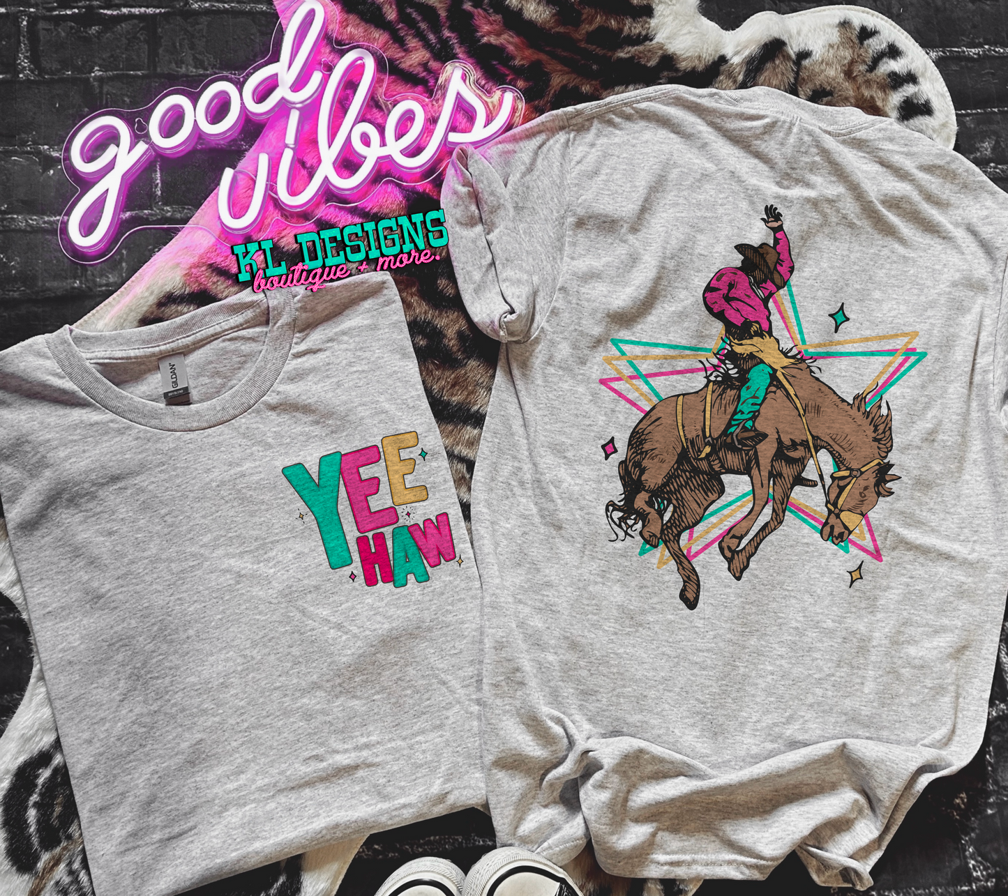 Yeehaw Neon Cowboy Stars - front&back (sublimation)