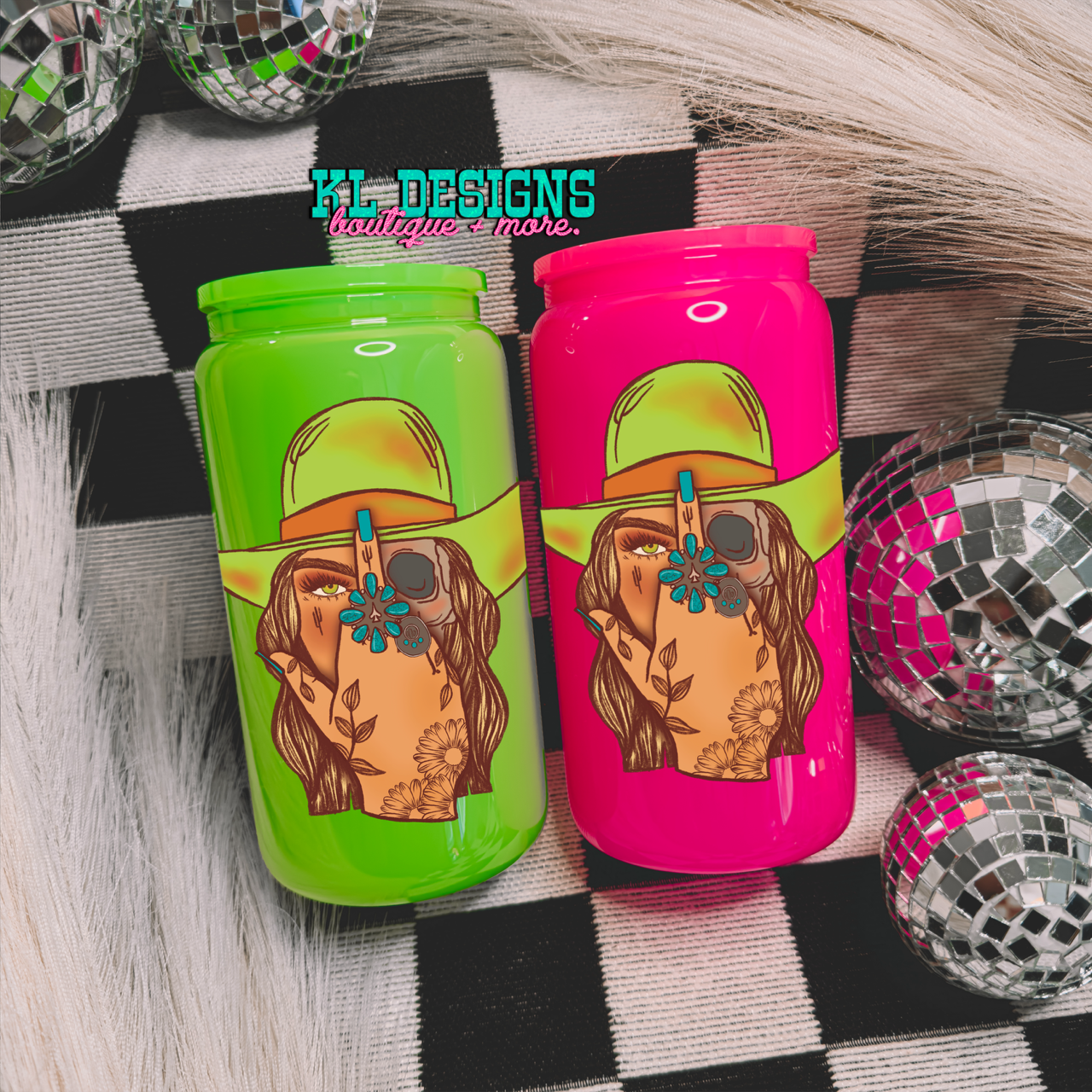 Unapologetic Cowgirl Neon Glass Can Tumbler