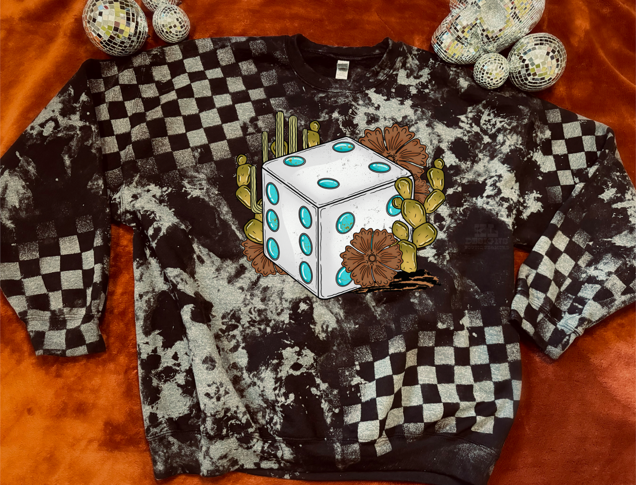 Desert Dice - Bleached Acid Checkered Sweatshirt