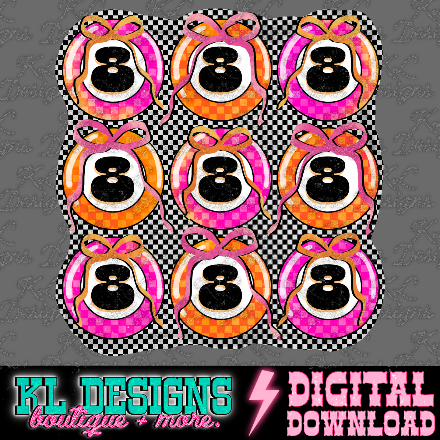 Girly Grunge 8 Balls - Pink/Orange | Digital Download
