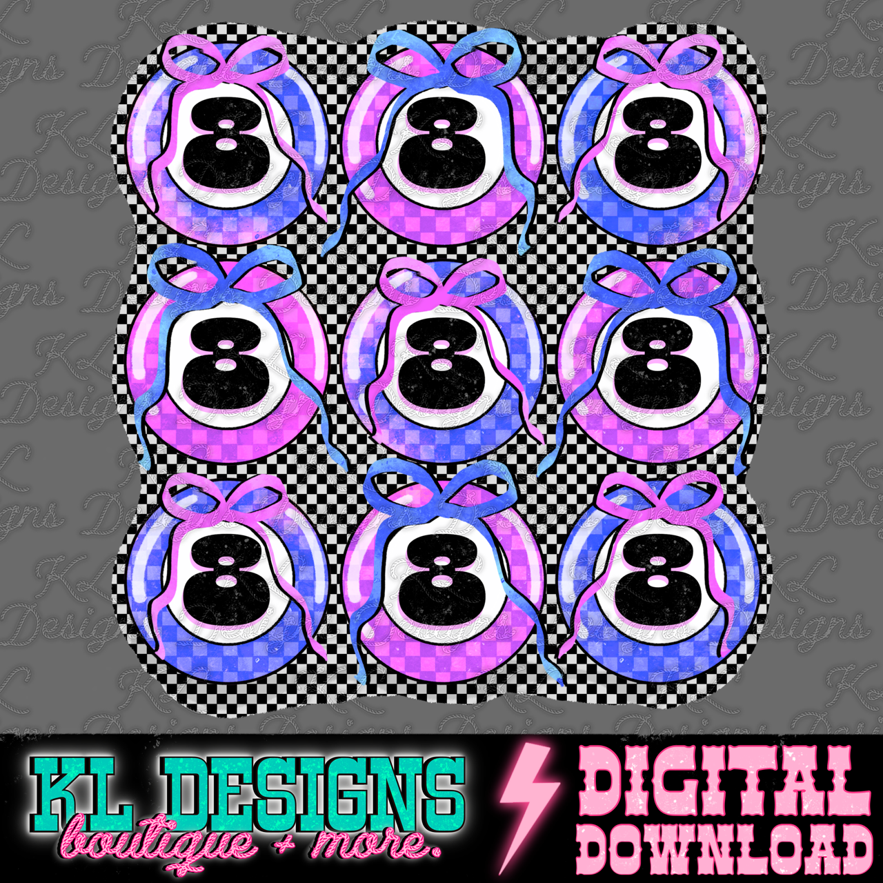 Girly Grunge 8 Balls - Purple/Pink | Digital Download