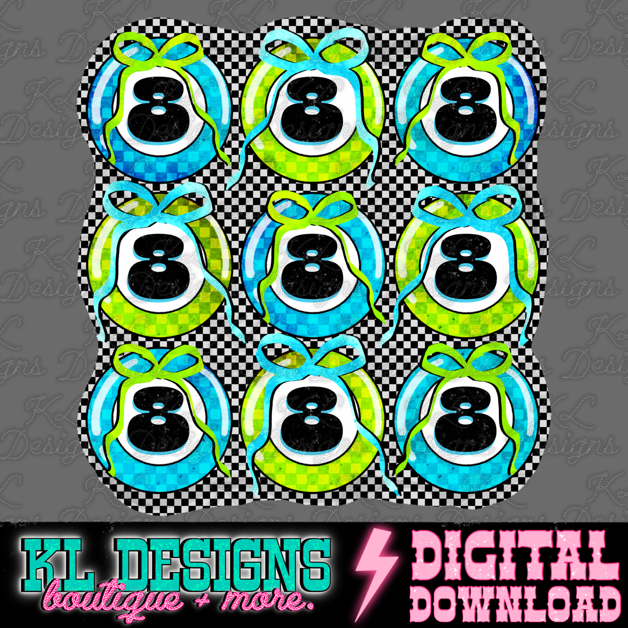 Girly Grunge 8 Balls - Blue/Green | Digital Download