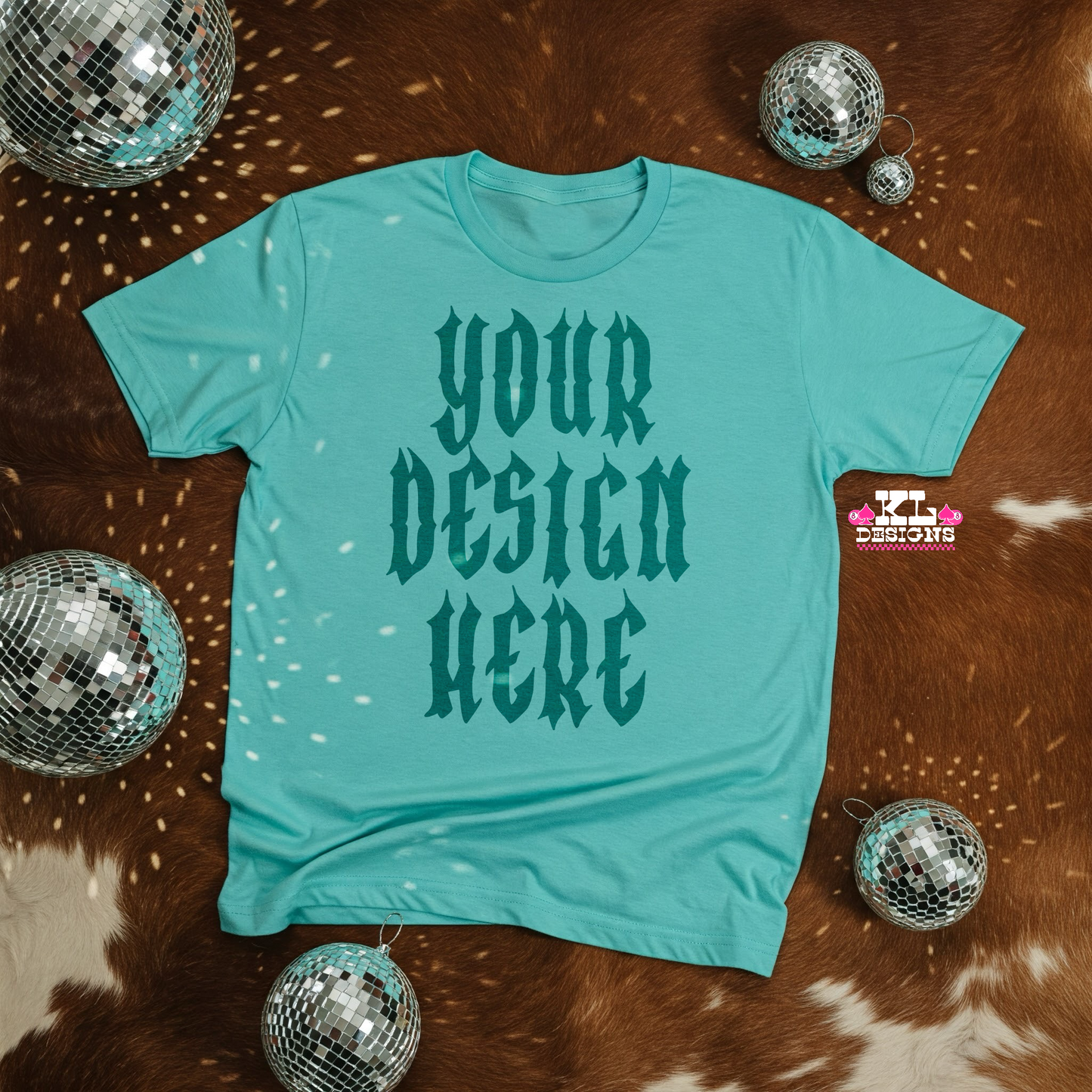 BC Heather Sea Green Tee Cowhide Mock