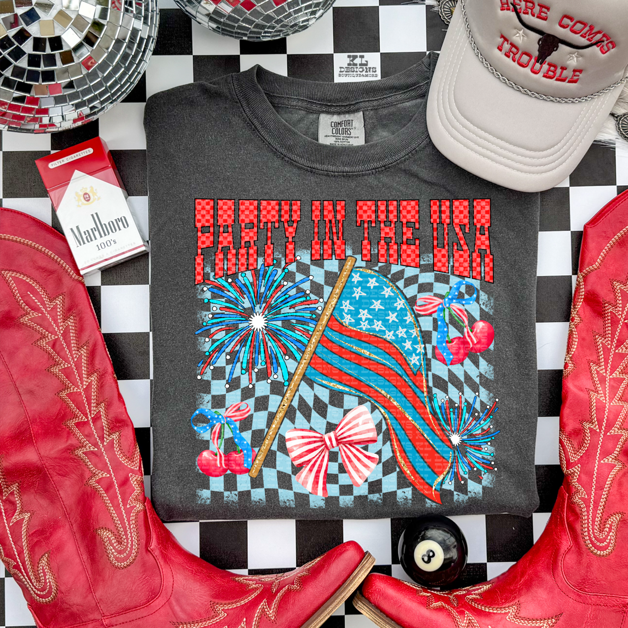 USA Party Checkered Collage - blue | Digital Download