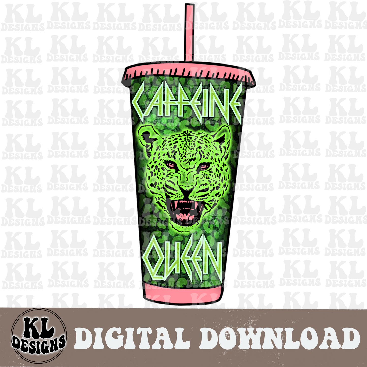 Caffeine Queen | Pink/Green | Digital Download