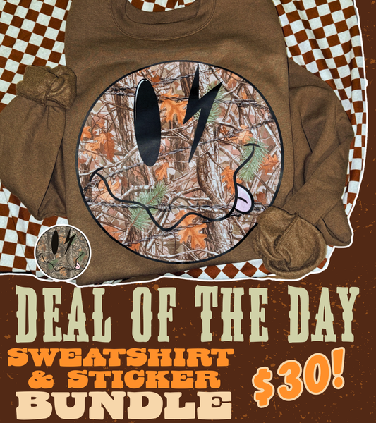 Camo Face Sweatshirt + Sticker Bundle