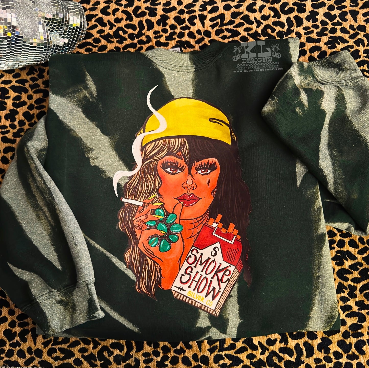 Edgy Smoke Show Girl  -Twisty Bleached Sweatshirt