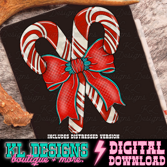 Candy Cane Jewel Bow Red | Digital Download