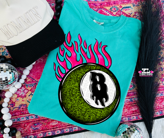 Grunge Green Zebra Flamin’ 8 Ball