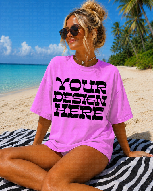 Neon Violet Comfort Colors Mockup | Beachy Oversized
