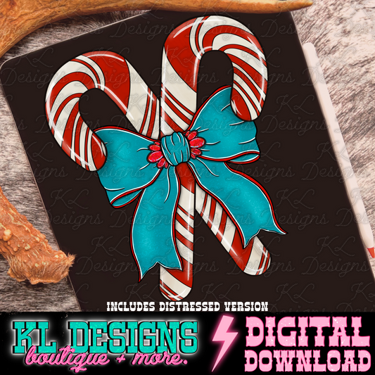 Candy Cane Jewel Bow Blue | Digital Download