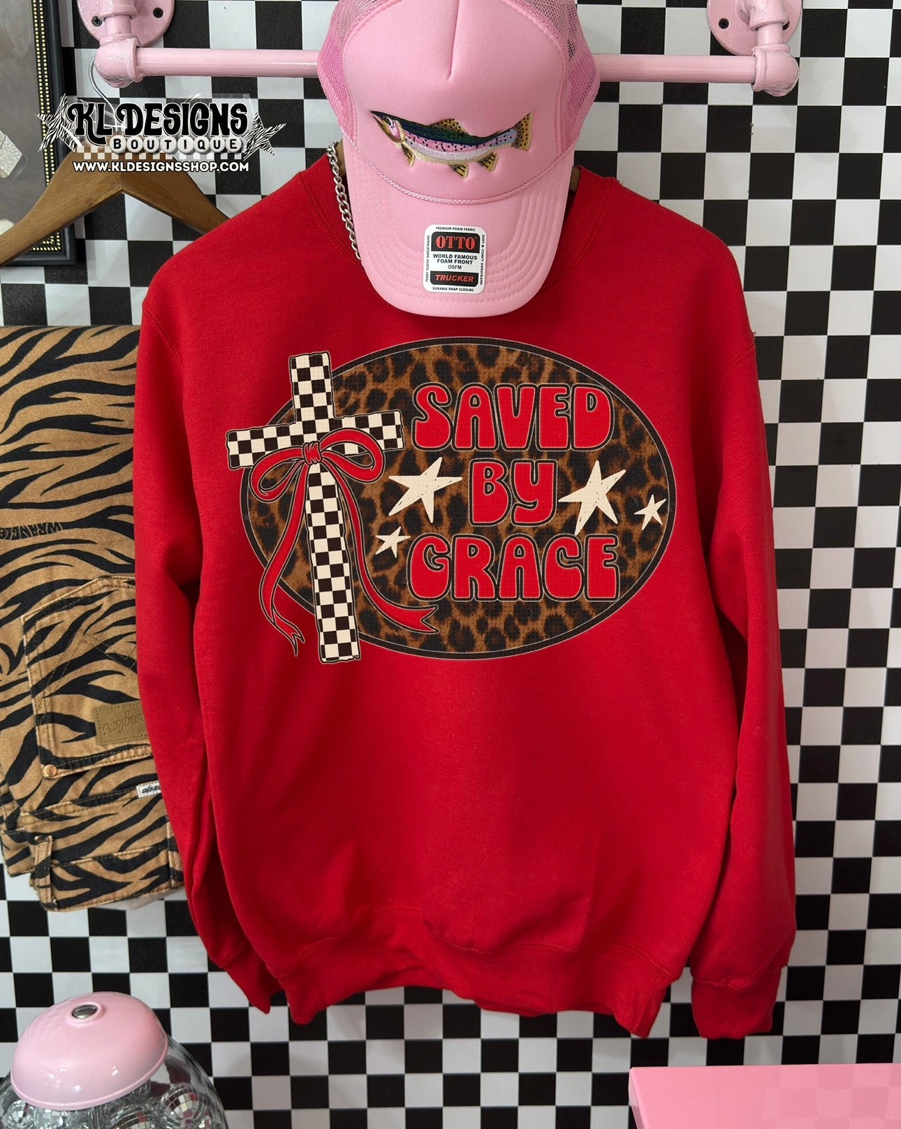 Saved By Grace Cross Leopard/Checkered