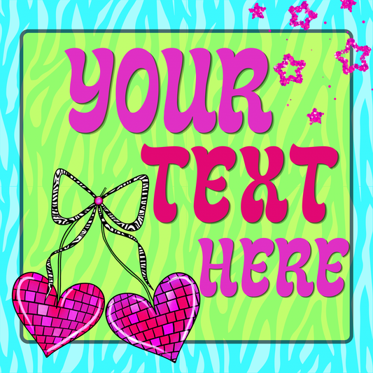 Y2K Disco Cherry Hearts Template (add your own text) | Digital Download