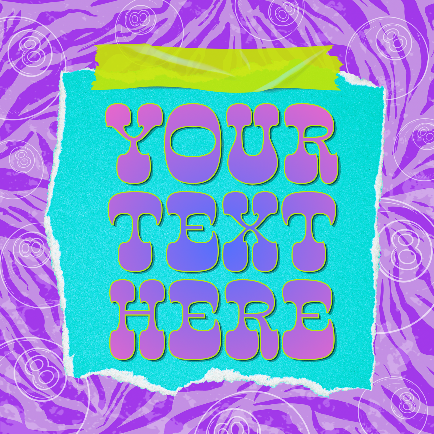 Purple Zebra 8 Ball Ripped Template (add your own text) | Digital Download
