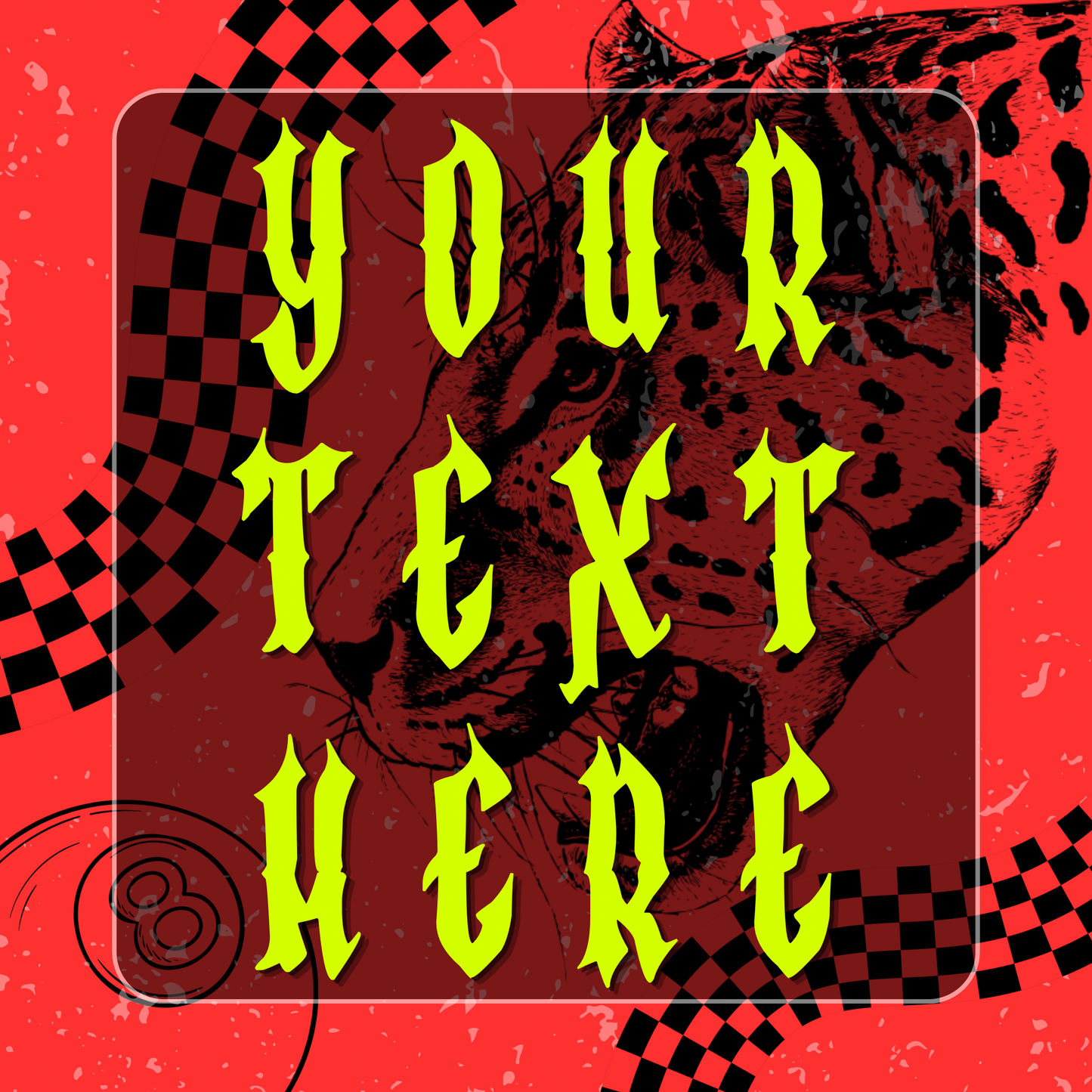 Red Grunge Leopard 8 Ball Template (add your own text) | Digital Download
