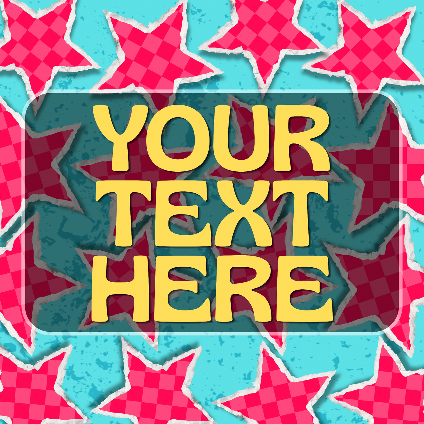 Pink/Blue Ripped Stars Template (add your own text) | Digital Download
