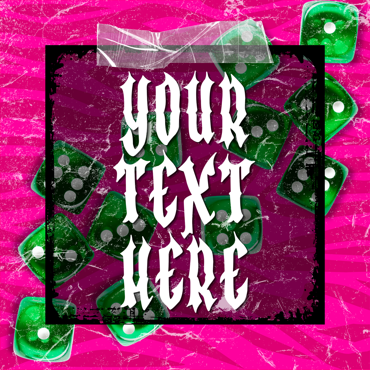 Zebra & Dice Pink/Green Grunge Template (add your own text) | Digital Download