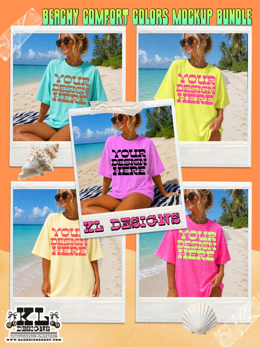Comfort Colors Beachy Oversized Tee Mockup Bundle
