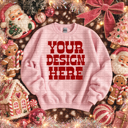 Light Pink Gildan Sweatshirt Vintage Christmas Mockup (digital download)