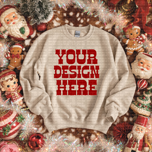 Sand Gildan Sweatshirt Vintage Christmas Mockup (digital download)