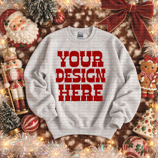 Ash Gildan Sweatshirt Vintage Christmas Mockup (digital download)