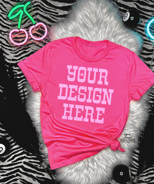 Neon Pink Tee Zebra Neons Mock