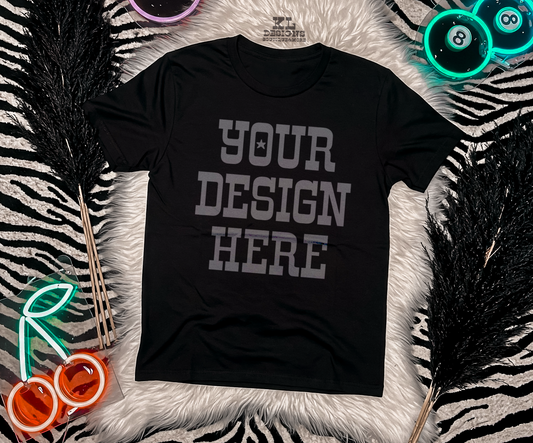 Black Tee Zebra Neons Mock